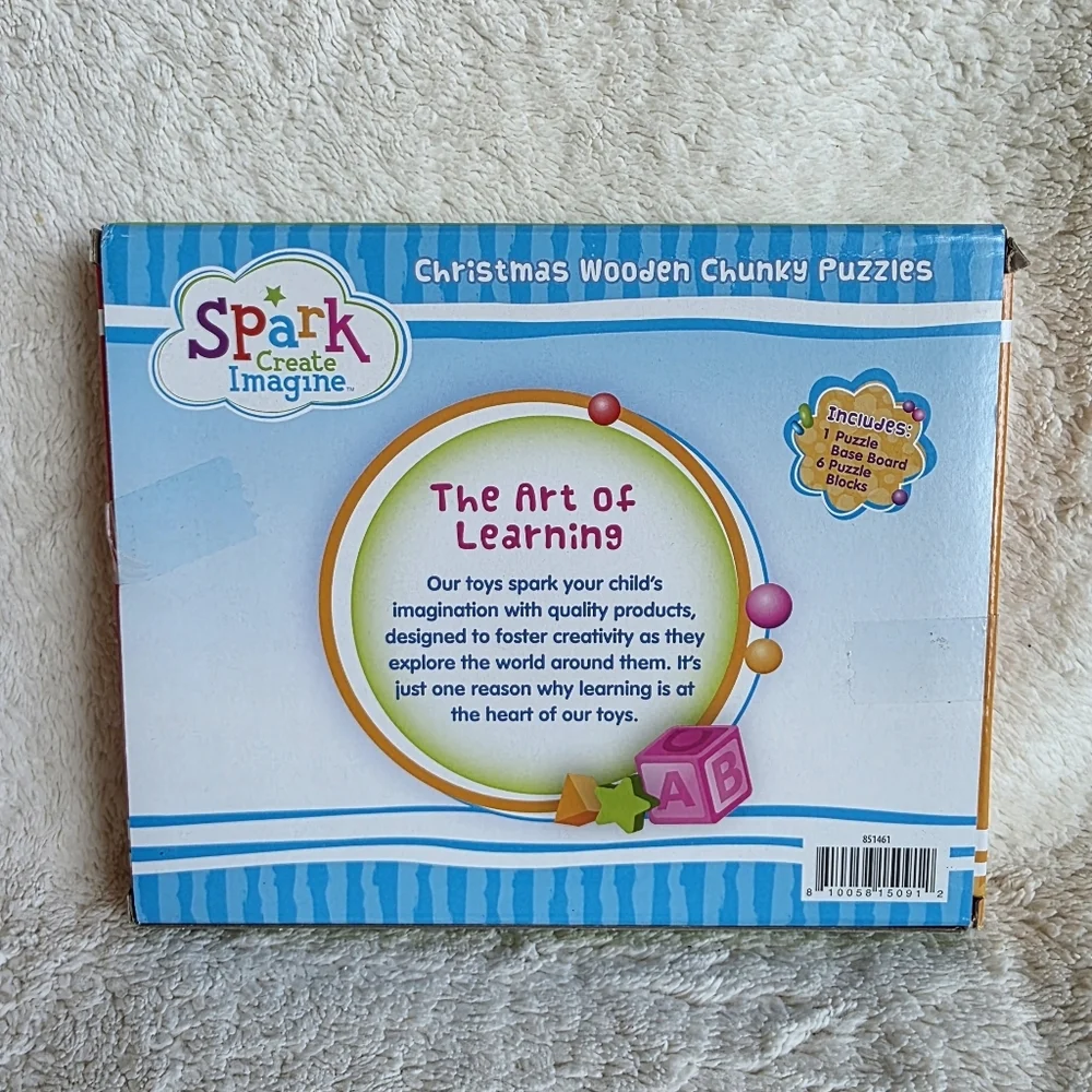New Spark Create Imagine Christmas Wooden Chunky Puzzles, Base & 6 Puzzle Pieces